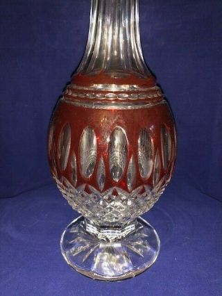 Waterford Crystal Clarendon Ruby Red Cut to Clear Decanter 5