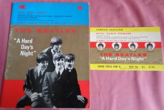 The Beatles A Hard Days Night Premier Programme & Ticket