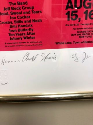 Arnold Skolnick Signed Woodstock Poster Reprint Autographed Santana,  Gravy,  more 4