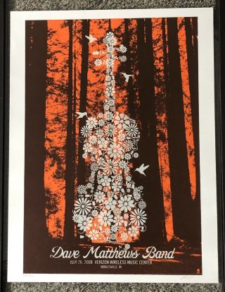 2008 Dave Matthews Band Poster,  Flower Violin,  Very Rare,  302/550
