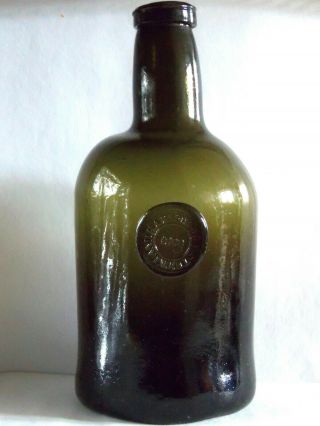 Empty Sir Will Strickland Bart Wine Porter Bottle Seal 1809 Olive Green Kick Up