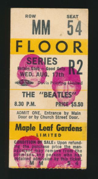Beatles Rare 1966 Concert Ticket Stub For Toronto Canada 4 Pics W 