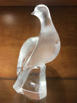 Lalique “charis” Large Clear & Frosted Glass Dove By Marie Claude Lalique (rare)