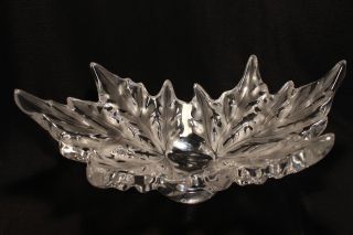 Lalique Crystal Champs Elysees Large 18” Oak Leaves Centerpiece Bowl