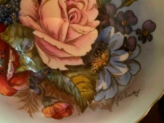 Aynsley Signed J.  A Bailey China Tea Cup & Saucer Cabbage Rose 2