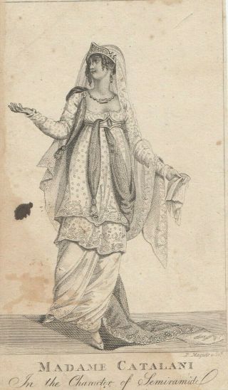 Madame Catalani As Semiramide Engraving By P Maguire C.  1807 Opera