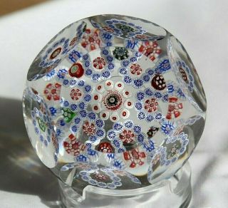 Antique Baccarat Concentric With Lovebirds Cane Facetted Paperweight