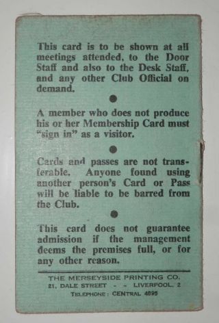 Beatles authentic 1962 Cavern Club Membership Card 3