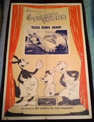 Terry - Toons " Eliza Runs Again " 1938 Vintage 1 - Sheet Poster 27 X 41 Racist Short