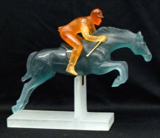 Rare Signed Daum Horse And Jockey Pate De Verre Art Glass Sculpture 202/1000