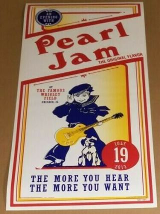 Pearl Jam Poster Wrigley Field Chicago 2013 Shuss Cracker Jack Show Edition
