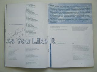 SIGNED AUTOGRAPH DAVID TENNANT AS YOU LIKE IT RSC THEATRE PROGRAMME,  TICKET 7