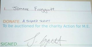 Joanne Froggatt donation her signed script of an episode of Downton Abbey. 2