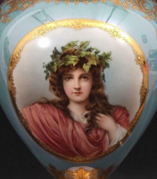 Large Antique 19thC Double Portrait Painting Gilt Royal Vienna Porcelain Vase NR 4