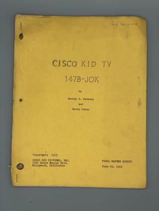 Cisco Kid Tv Show 1955 Master Script Hollywood