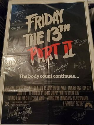 Friday The 13th Part 2 Signed Poster 12 Autographs