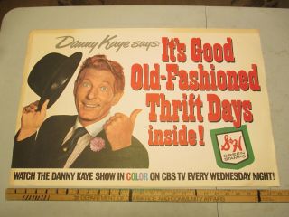 S&h Green Stamp 1960s Danny Kaye Cbs Tv Show Store Display Sign Poster 3