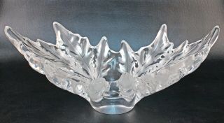 Lalique Crystal Champs Elysees Centerpiece Bowl Leaf Design