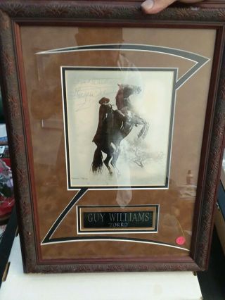 Framed Guy Williams Zoro Autographed Signed From The Estate Of Lowell W.  Paxson