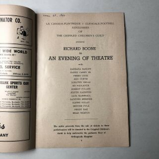 An Evening of Theatre with Richard Boone Ken Curtis Signed Program 5