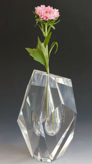 Steuben Crystal Cut Vase.  6 1/2 " Tall 1969 By Paul Schultz.  - Absolute