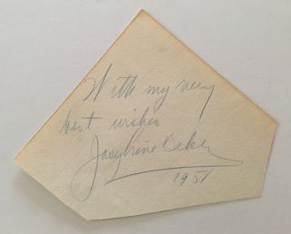 Josephine Baker Signed Autographed Large 7 X 8.  5 Cut Full Jsa Letter