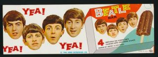 Beatles Rare 1965 Beatles Ice Cream Bar Promotional Flier Near