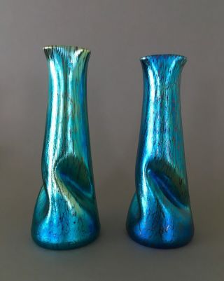 Loetz (Attributed to) cobalt papillon iridescent glass vase,  Art Nouveau 4
