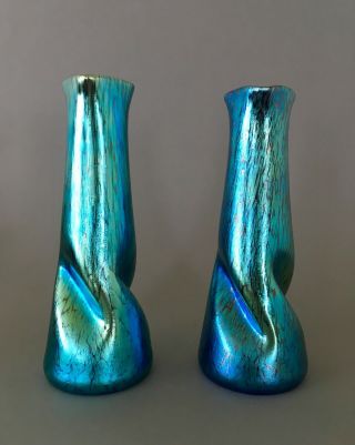 Loetz (Attributed to) cobalt papillon iridescent glass vase,  Art Nouveau 5