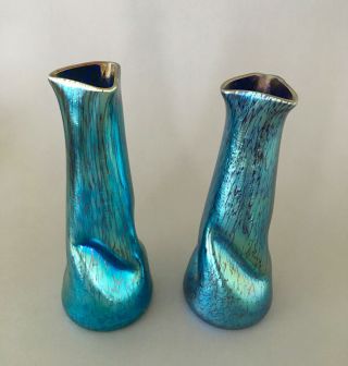 Loetz (Attributed to) cobalt papillon iridescent glass vase,  Art Nouveau 7