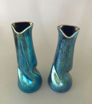 Loetz (Attributed to) cobalt papillon iridescent glass vase,  Art Nouveau 8