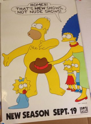 Simpsons Vintage Poster /homer Nude Fox 1991 Vibrant,  25 X 39
