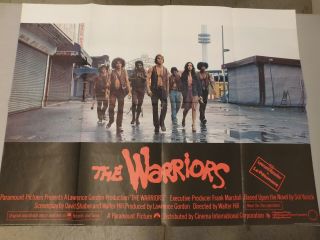 1979 London England Release The Warriors Movie Poster Folded 40 " Wide X 30 " High
