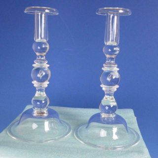 Steuben Crystal Art Glass - Teardrop Candlesticks - 10½ Inches