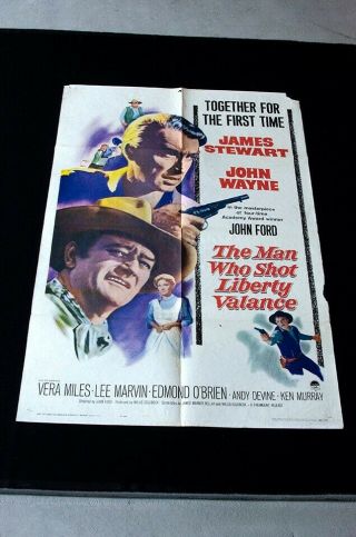 John Wayne The Man Who Shot Liberty Valance Movie Poster 1962 Fine,  /vf