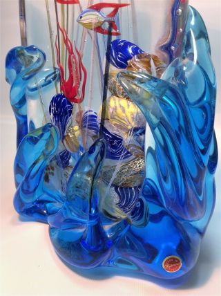 Murano Italy Art Glass Elio Raffaeli Style Large Ocean Aquarium Sculpture