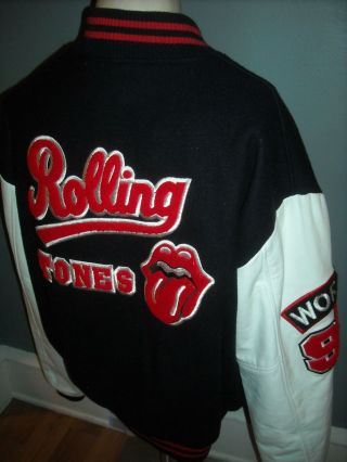 Vtg Mens Xl 1994 Rolling Stones World Tour 94 Letterman Wool Leather Jacket