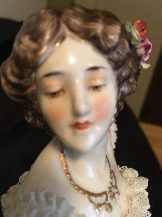 Large Vintage Volkstedt Dresden Lace Lady Dancer Porcelain Figurine 11