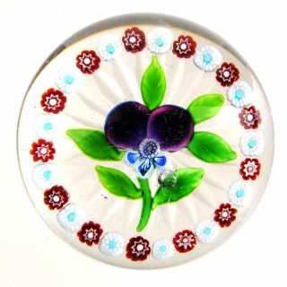 Antique Baccarat Type I Pansy & Garland