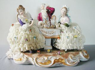 Large Porcelain Unterweissbach  Tea Party  Pristine