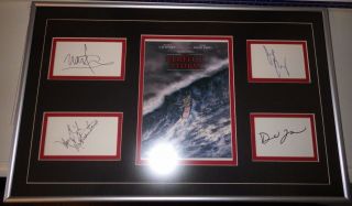 The Perfect Storm Framed Signed X4: Clooney,  Wahlberg,  Lane,  Mastrantonio Poster