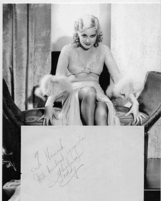 Rare " Vintage:.  " Legendary " Actress: Thelma Todd Signed Page & Photo