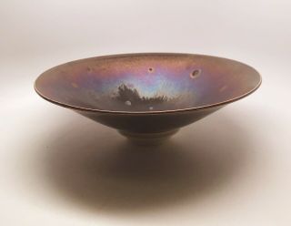Hideaki Miyamura Large Starry Night Porcelain Studio Pottery Bowl.  Signed. 12