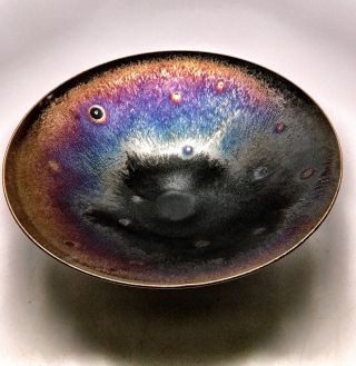 Hideaki Miyamura Large Starry Night Porcelain Studio Pottery Bowl.  Signed. 4
