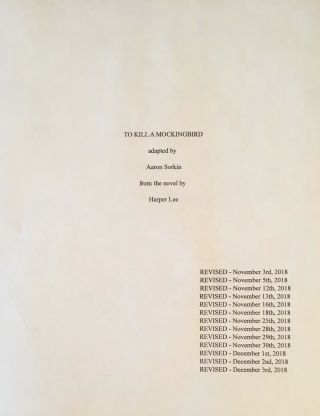 To Kill A Mockingbird - Playscript For Aaron Sorkin Broadway Production; Unbound