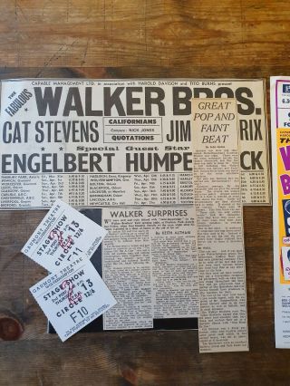 Rare Walker Brothers Programme,  Hand Bill Flyer etc Jimi Hendrix,  Cat. 3
