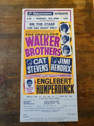 Rare Walker Brothers Programme,  Hand Bill Flyer etc Jimi Hendrix,  Cat. 4