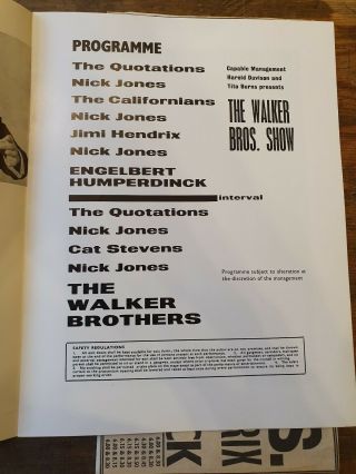Rare Walker Brothers Programme,  Hand Bill Flyer etc Jimi Hendrix,  Cat. 8