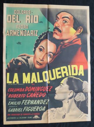 Dolores Del Rio La Malquerida Pedro Armendariz Mexican Movie Poster 1949