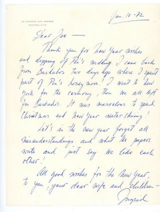 Ingrid Bergman Vintage 1972 Handwritten Signed Letter Als Autographed